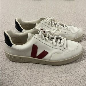 Veja Men’s White Sneakers with Red/Navy Accent Sz. 12